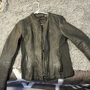 Faux leather jacket green color